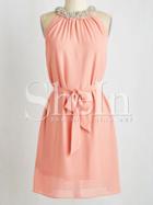 Shein Pink Spaghetti Straps Ruched Dress