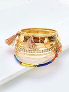 Shein Tassel & Rhinestone Tassel Decorated Bracelet Set