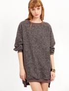 Shein Khaki Split Side High Low Sweatshirt Dress
