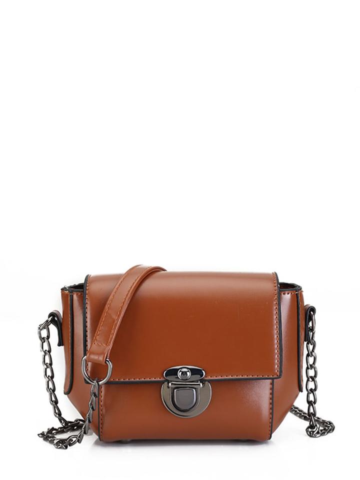 Shein Faux Leather Push Lock Flap Bag