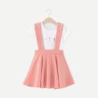 Shein Girls Floral Embroidered T-shirt With Overall Dress