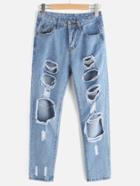 Shein Ripped Straight Cropped Jeans