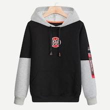 Shein Men Letter Print 2 In 1 Hooded Sweatshirt
