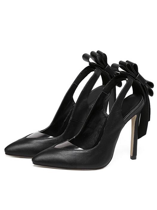 Shein Black Stiletto High Heel Bow Pumps