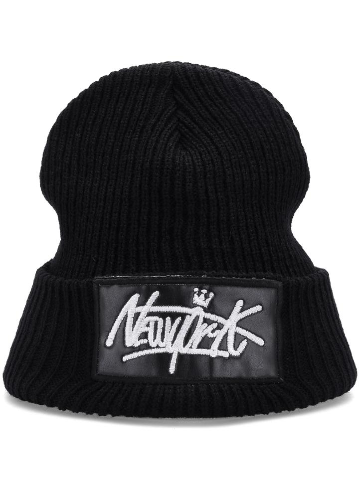 Shein Black Letters Embroidered Sweater Hat