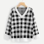 Shein V Neck Plaid Sweater