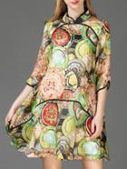 Shein Multicolor Collar Print Shift Dress