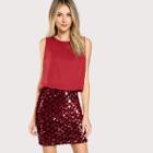 Shein Sequin Embellished Mixed Media Dress