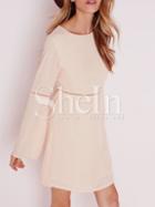 Shein Apricot Long Sleeve Casual Dress