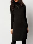 Shein Black Turtleneck Split Sweater Dress