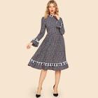 Shein Frilled Neckline Flower 70s Dress