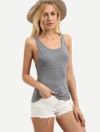Shein Grey Scoop Neck Hollow Back Tank Top