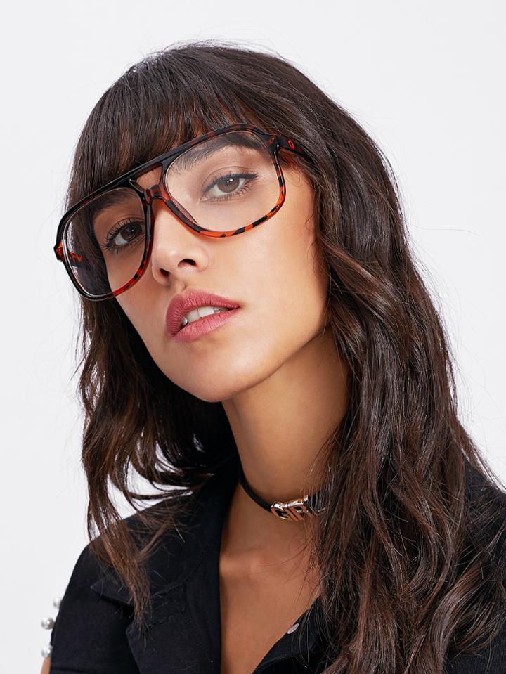 Shein Double Bridge Leopard Frame Glasses