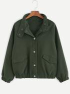 Shein Army Green Raglan Sleeve Elastic Hem Jacket