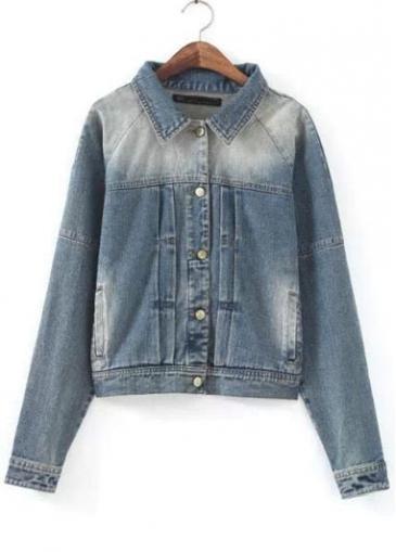 Rosewe Fashionable Long Sleeve Turndown Collar Denim Blue Coat