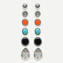 Shein Contrast Design Round Stud Earring Set