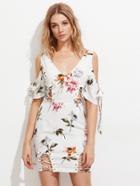 Shein Open Shoulder Lace Up Detail Sheath Dress