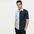 Shein Men Pocket Patched Cut And Sew Shirt