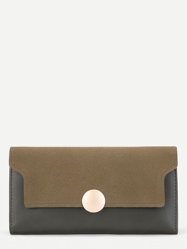 Shein Round Button Design Pu Wallet