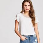 Shein Lace Applique Flutter Sleeve Top