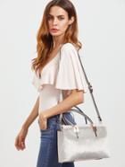 Shein Grey Horse Hair Covered Pu Shoulder Bag