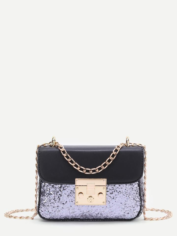 Shein Sequin Detail Pu Chain Bag