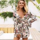 Shein Floral Print Wrap Romper