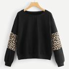 Shein Contrast Panel Leopard Sweatshirt
