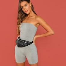Shein Slim Fitted Solid Tube Romper