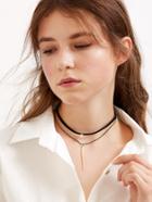 Shein Black Double Layer Metal Bar Pendant Choker Necklace