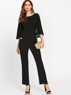 Shein Contrast Binding Fluted Sleeve Tailored Jumpsuit