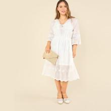 Shein Plus Bell Sleeve Fit & Flare Dress