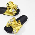 Shein Bow Design Flat Sandals With Rhinestone
