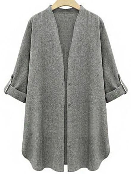 Shein Grey Casual Long Sleeve Loose Coat