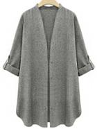 Shein Grey Casual Long Sleeve Loose Coat