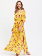 Shein Deep V Cut Slit Sleeve Self Tie Beach Dress