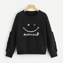 Shein Frill Letter Print Sweatshirt