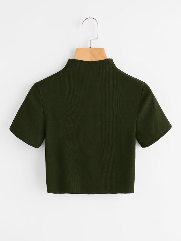 Shein High Neck Ribbed Crop Sweater