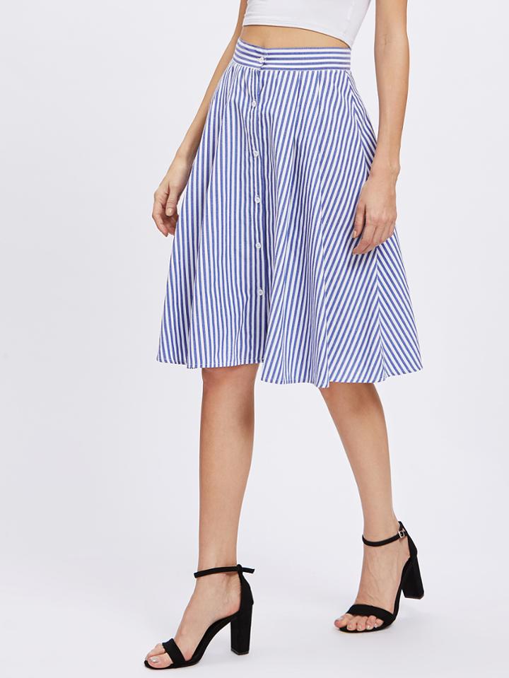 Shein Button Up Pinstripe Skirt