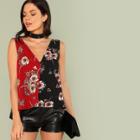 Shein Two Tone Floral Top