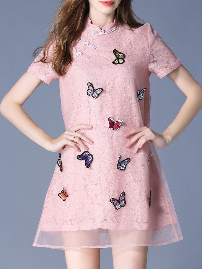Shein Butterfly Applique Shift Dress