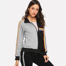 Shein Striped Tape Surpliced Jacket