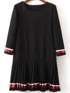 Shein Ribbon Deco Pleated Drop Waist Dress