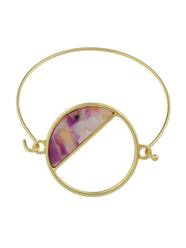 Shein Purple Color Big Acrylic Round Thin Metal Bangles