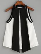 Shein White Contrast Trim Keyhole Halter Neck Top