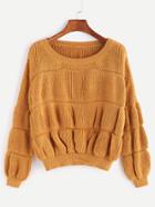 Shein Camel Drop Shoulder Puff Crop Sweater