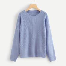 Shein Dropped Shoulder Solid Eyelet Jumper