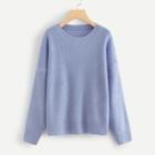 Shein Dropped Shoulder Solid Eyelet Jumper
