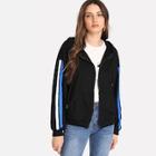 Shein Stripe Sleeve Pocket Patched Jacket