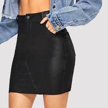Shein Cut And Sew Pu Skirt